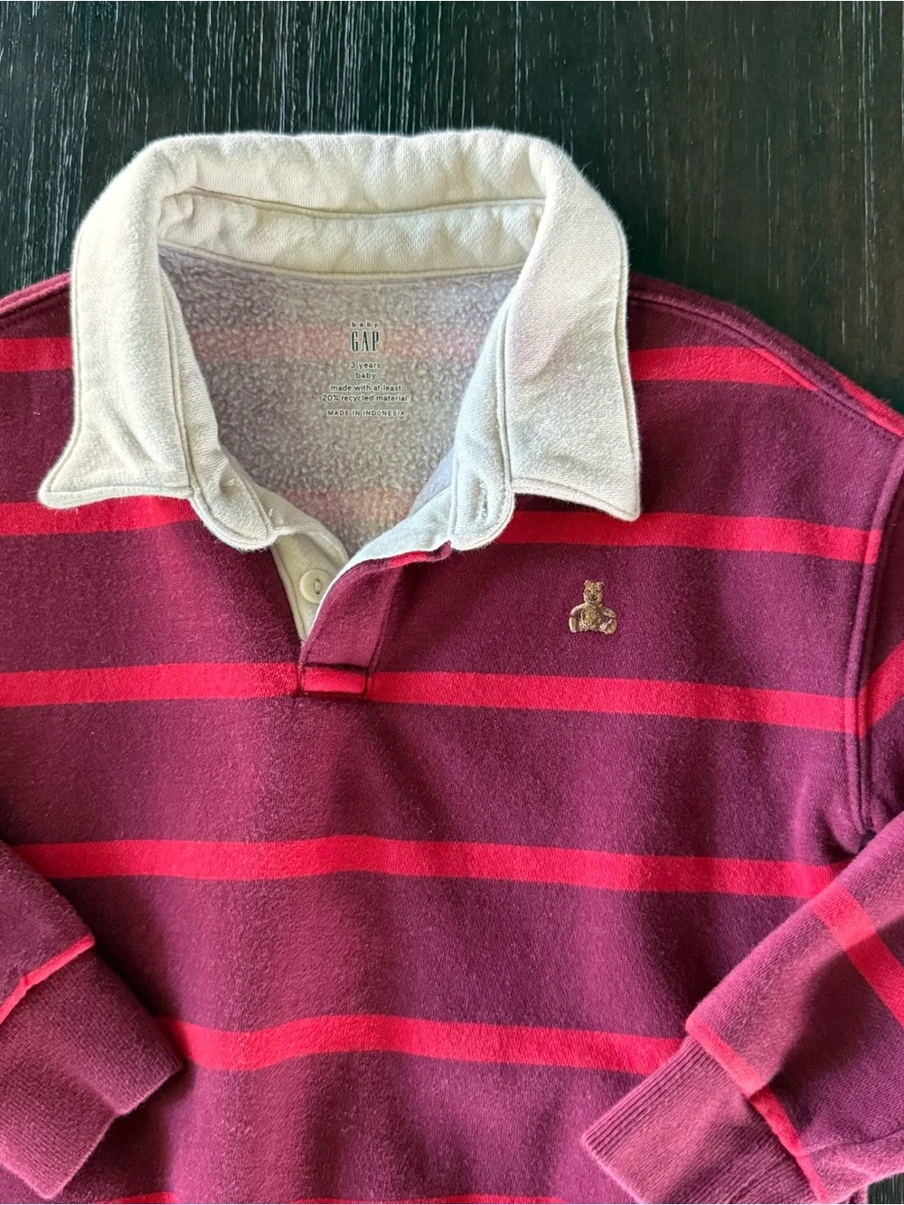 GAP Red Striped Collard Sweatshirt